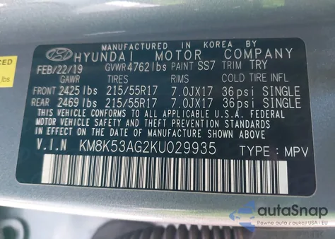 2019 Hyundai Kona Ev Ultimate from USA, damaged, VIN KM8K53AG2KU029935